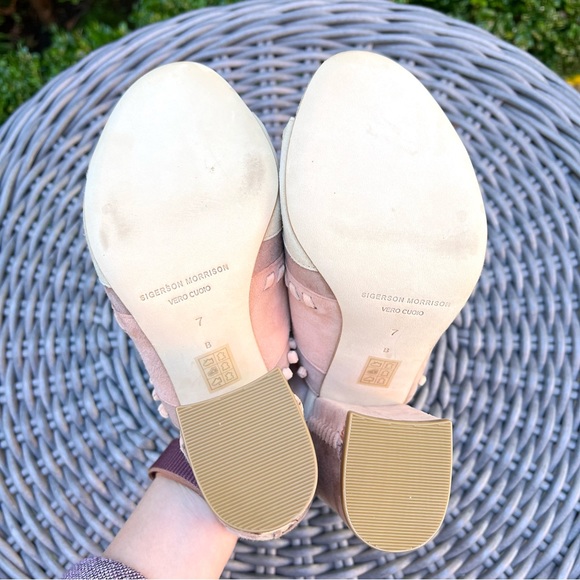 NWOT Sigerson Morrison Philip Suede Open Toe Mule Blush Sz 7.5 - Picture 10 of 11